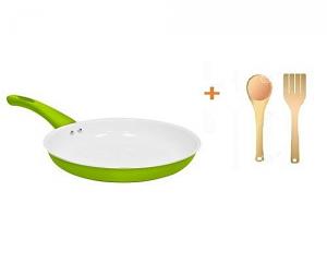 image de Poêle À Revêtement Céramique Anti-adhésif - 28 Cm Vert/Blanc 2 et  Spatule